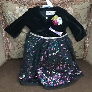 Baby Girl's Velvet Dress & Shrug Set